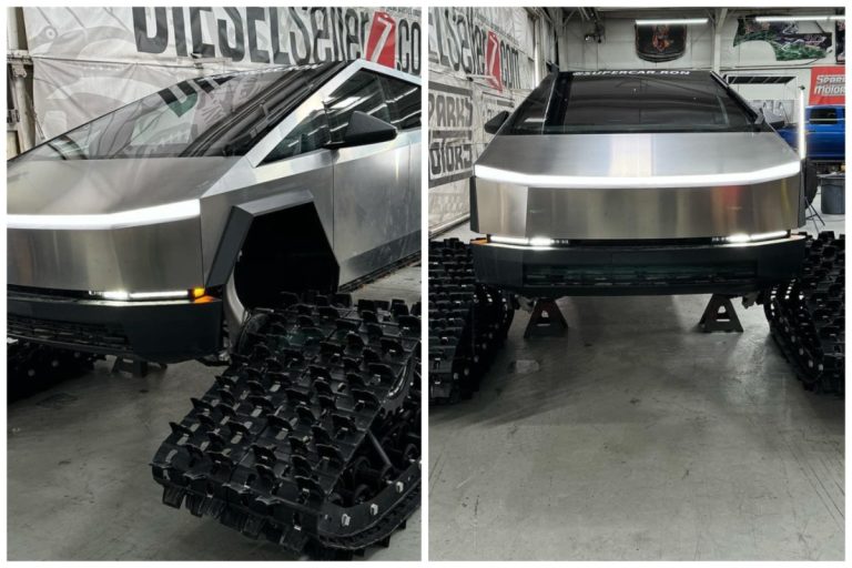 Tesla Cybertruck gets a crazy snow track mod